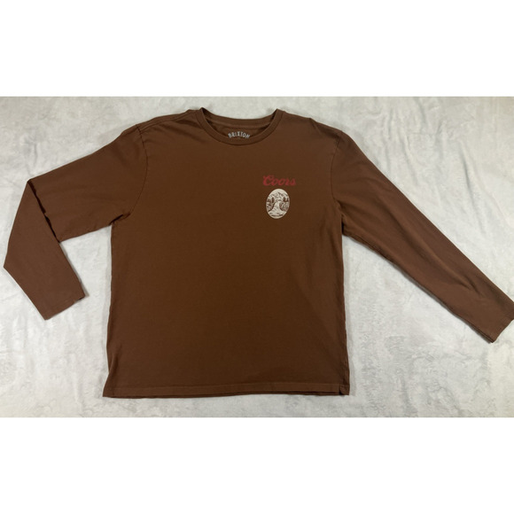 Brixton Coors Banquet Beer Size Large Long Sleeve Colorado Rockey Mountain Brown - Picture 2 of 8